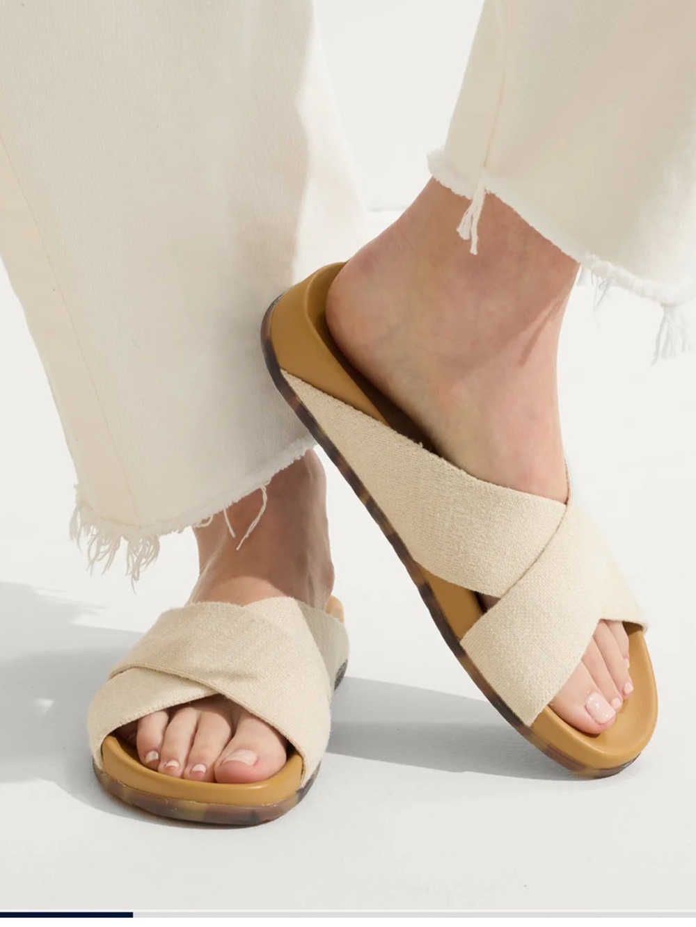 Rothy's Cream Crossband Slide Mules (the Weekend Slide) - Picture 2 of 9